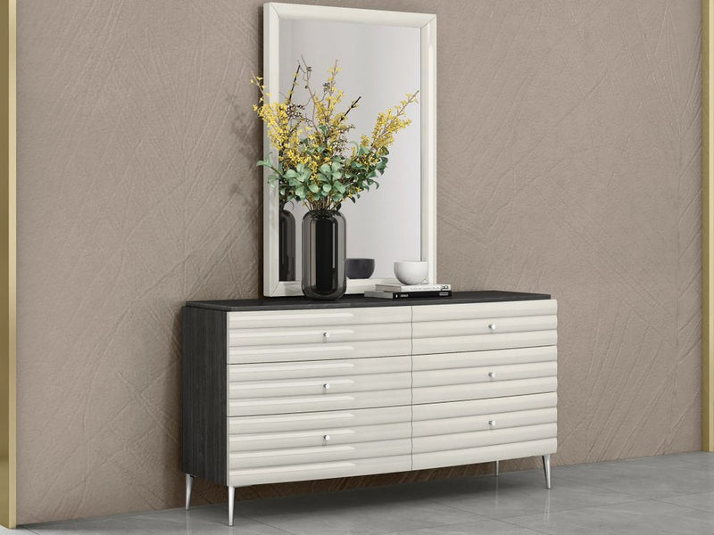 47" X 33" Light Gray Wood Framed Dresser Mirror