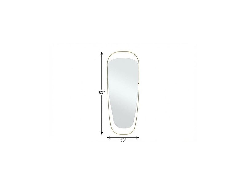 83" X 33" Gold Steel Oval Framed Accent Mirror