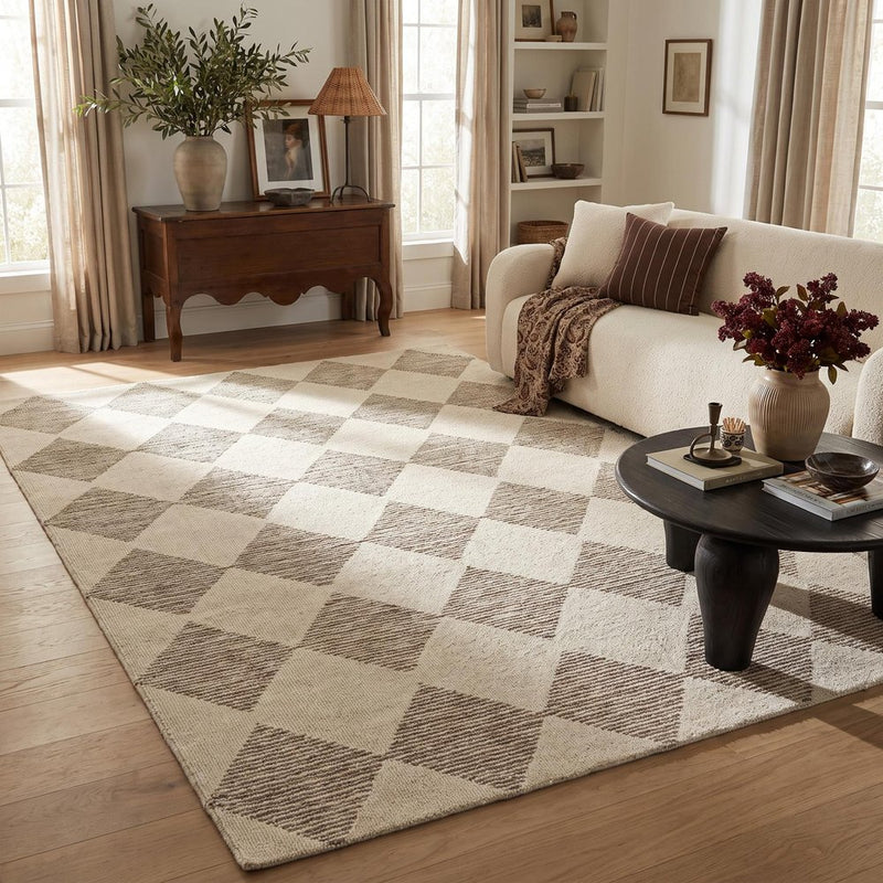 5' X 8' Brown And Beige Geometric Area Rug