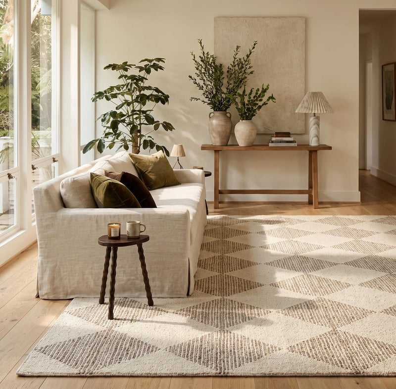 5' X 8' Brown And Beige Geometric Area Rug