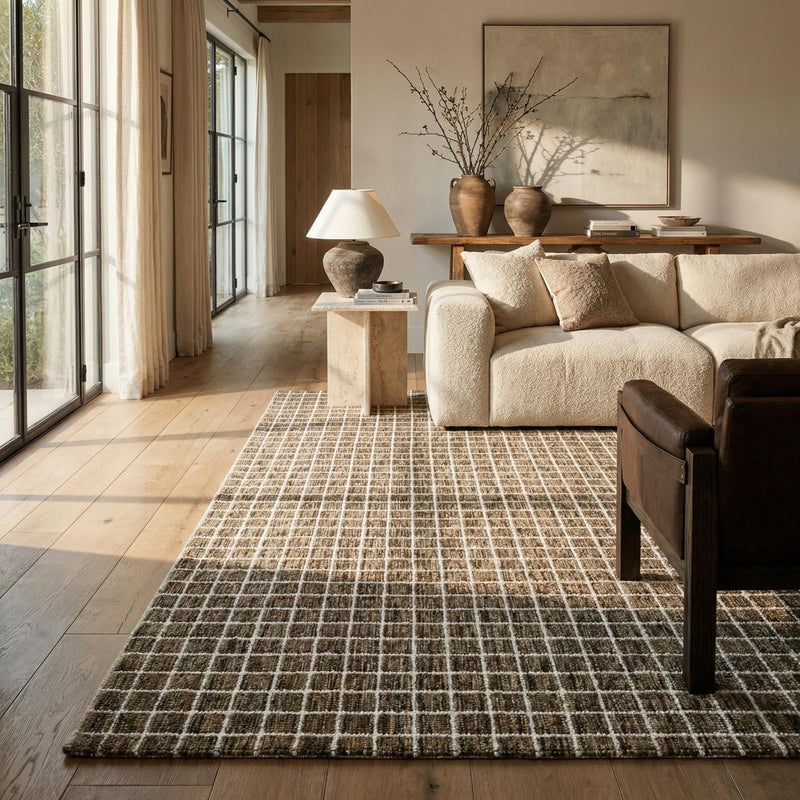 5' X 8' Brown And Gray Geometric Area Rug