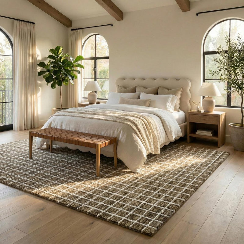 5' X 8' Brown And Gray Geometric Area Rug