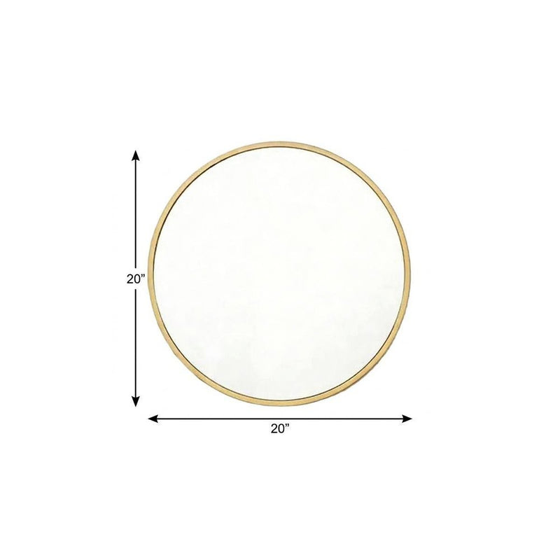 20" Gold Aluminum Round Framed Accent Mirror