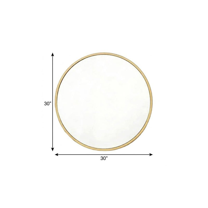 30" Gold Aluminum Round Framed Accent Mirror