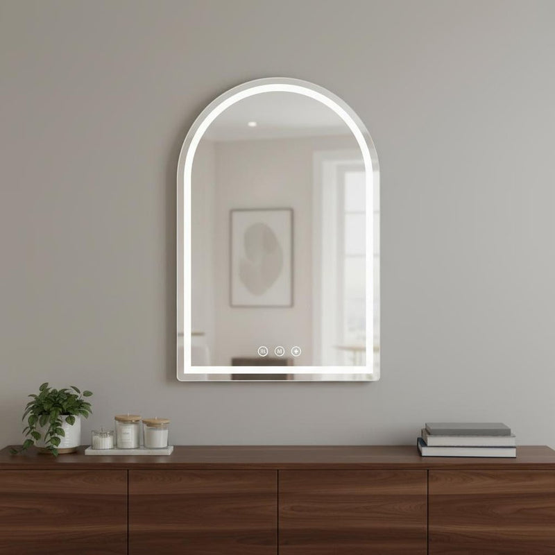28" X 20" Arch Lighted Frameless Bathroom Vanity Mirror