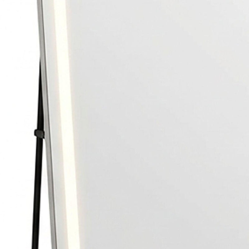 60" Silver Lighted Freestanding And Wall Mounted Framed Full Length Mirror