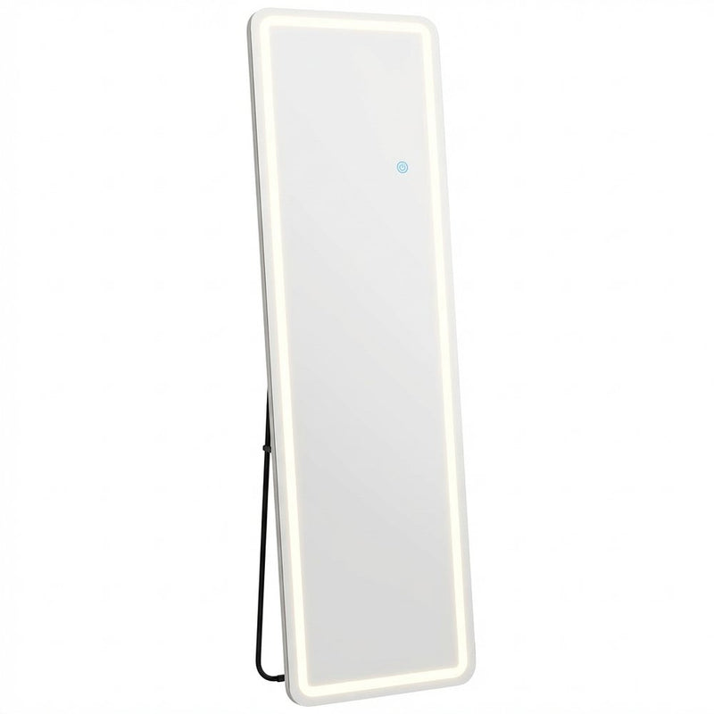 64" Clear Lighted Freestanding And Wall Mounted Framed Full Length Mirror