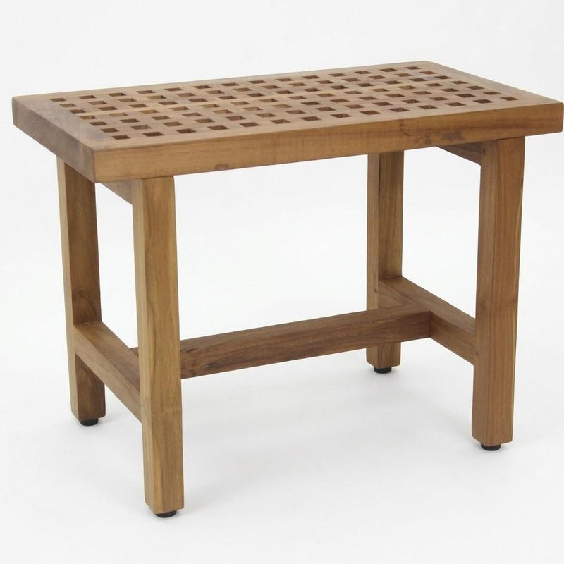 18" X 24" Brown Teak Geometric Rectangular Shower Bench
