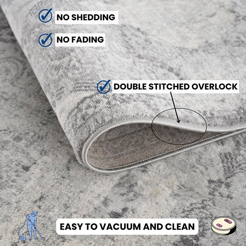 6' Gray And Beige Abstract Runner Rug