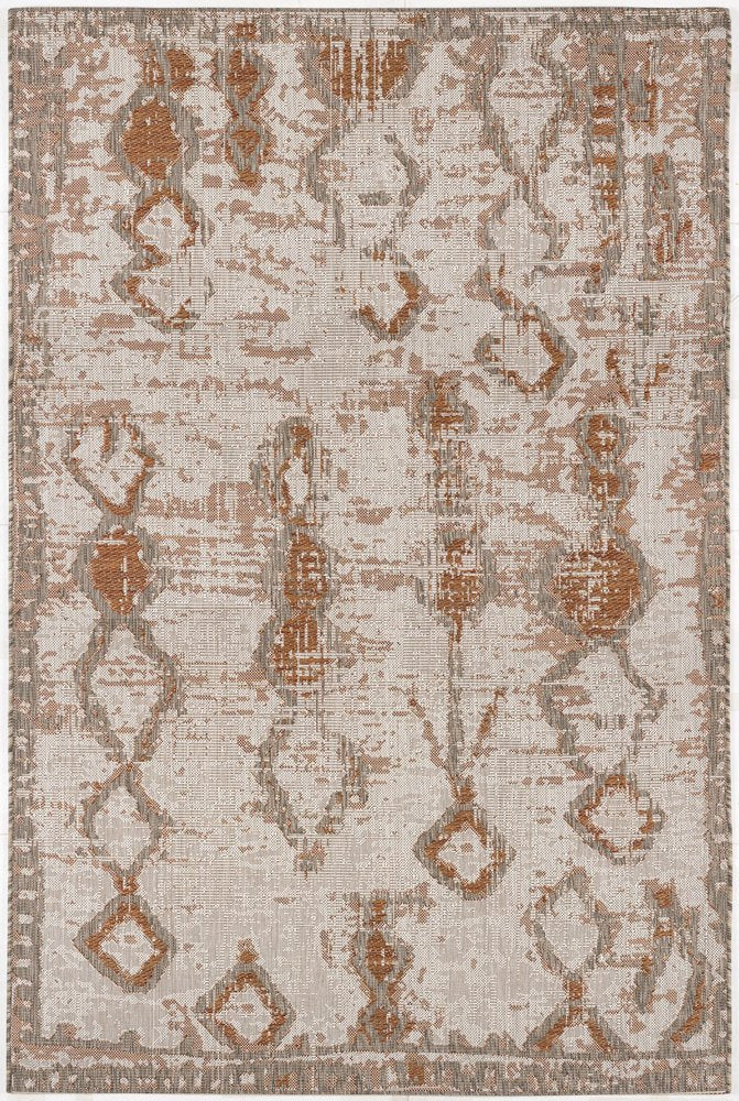 3' X 5' Rust And Beige Abstract Area Rug