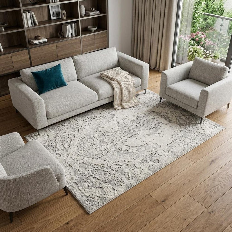 8' X 11' Gray And Beige Abstract Area Rug