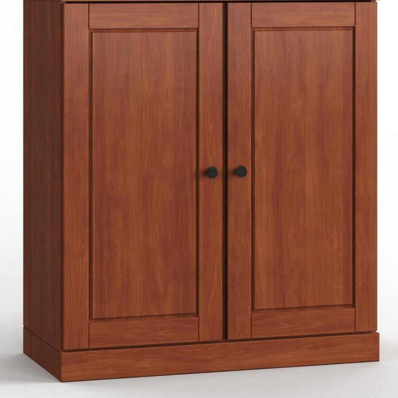 32" Coffee Solid Wood Four Door Linen Cabinet