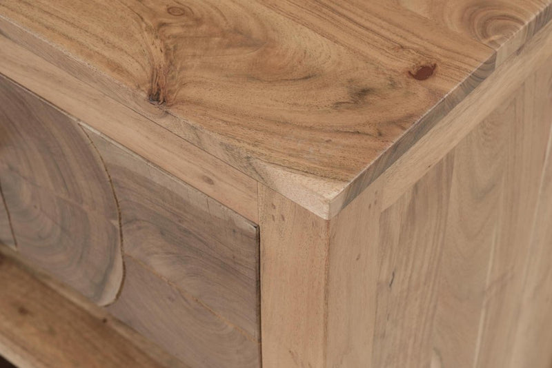 30" Natural Solid Wood Square Live Edge One Drawer Nightstand