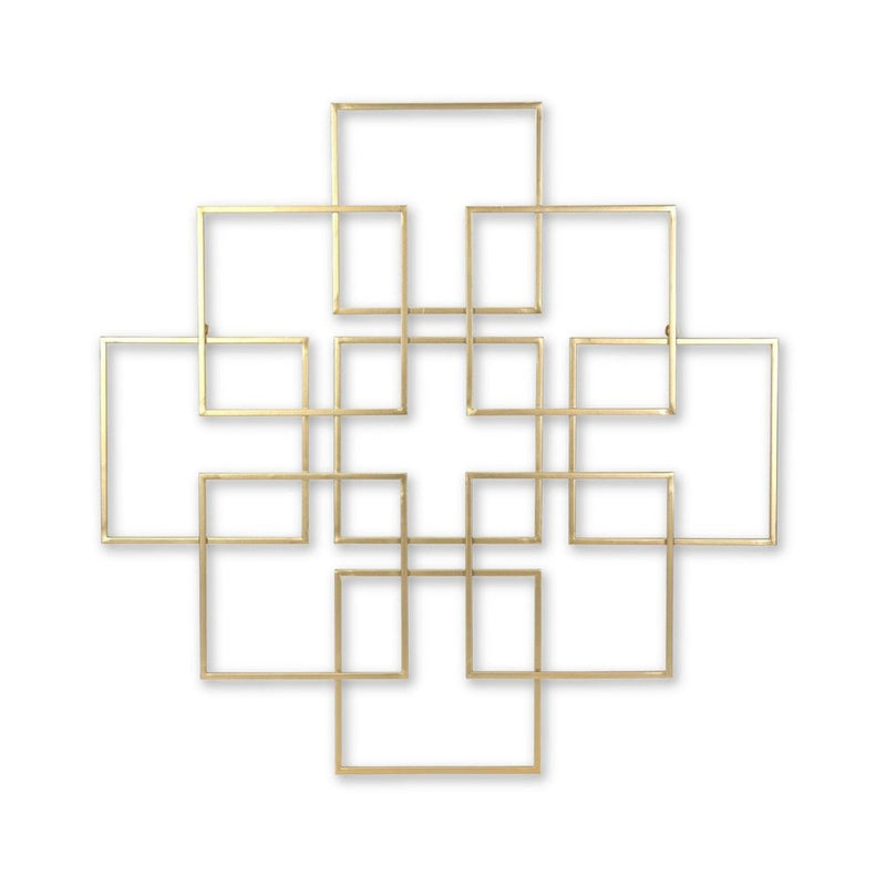 30" X 30" Gold Metal Square Abstract Hanging Wall Decor