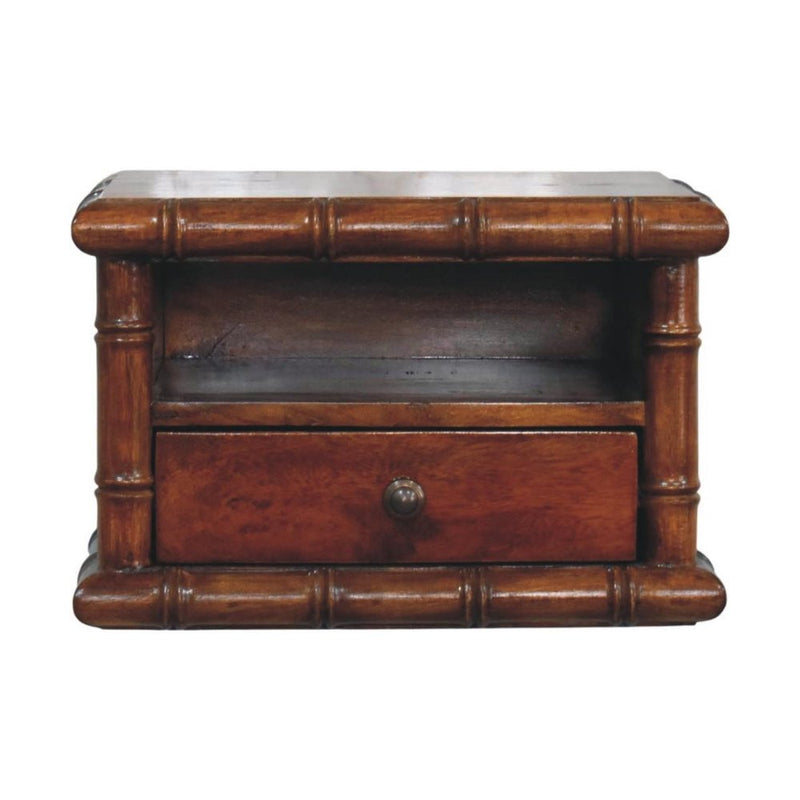 17" Chestnut Solid Wood Spindle One Drawer Floating Nightstand