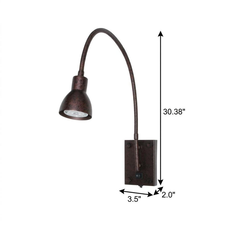 30" Rust Metal Spotlight Wall Sconce