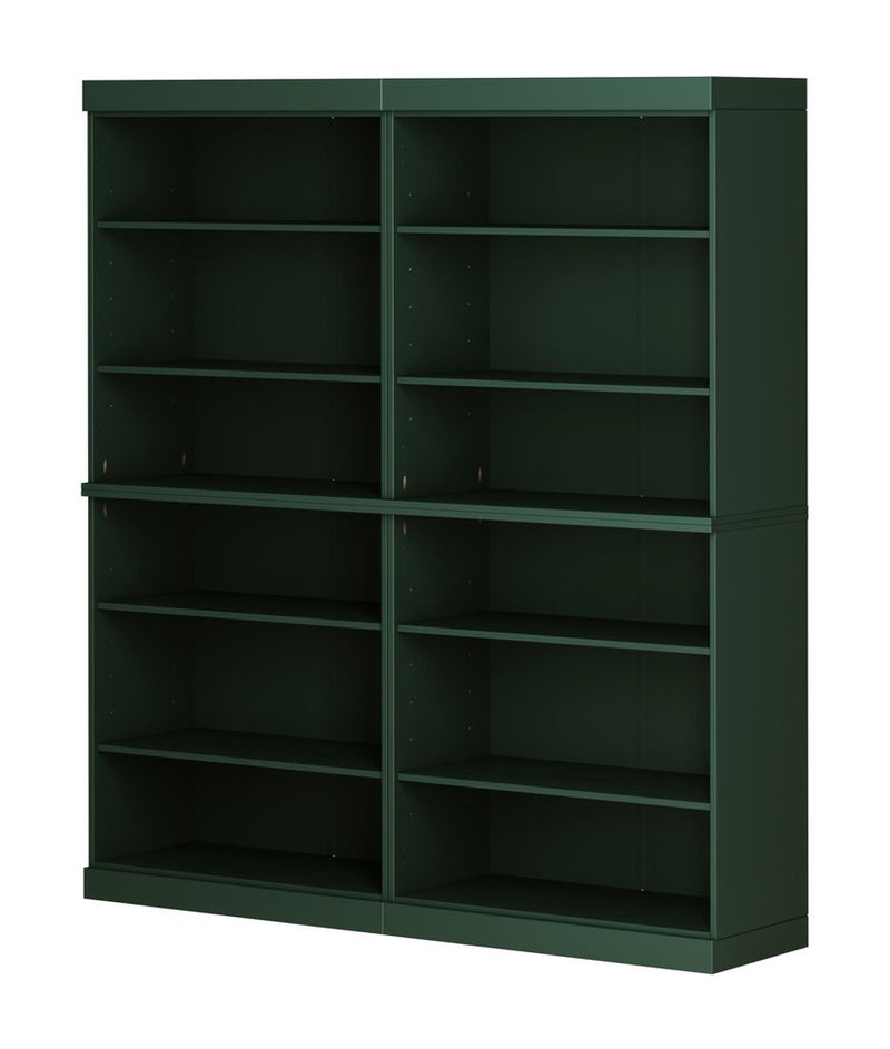 72" Green Solid Wood Adjustable Twelve Tier Library Bookcase