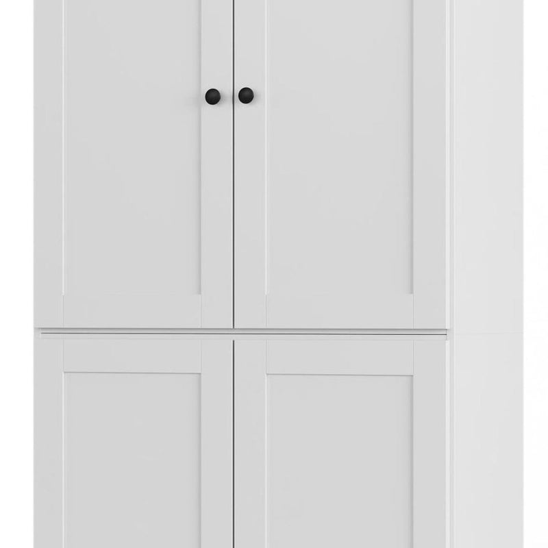 32" White Solid Wood Four Door Linen Cabinet