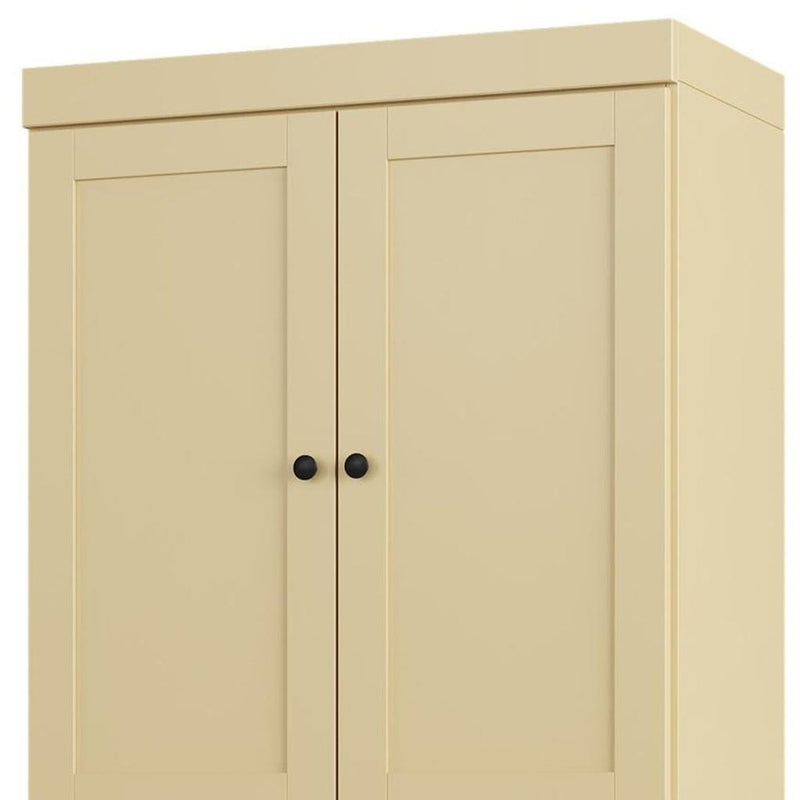 32" Yellow Solid Wood Four Door Linen Cabinet