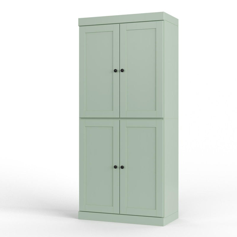 32" Sage Solid Wood Four Door Linen Cabinet