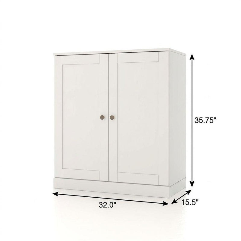 32" White Solid Wood Double Door Linen Cabinet