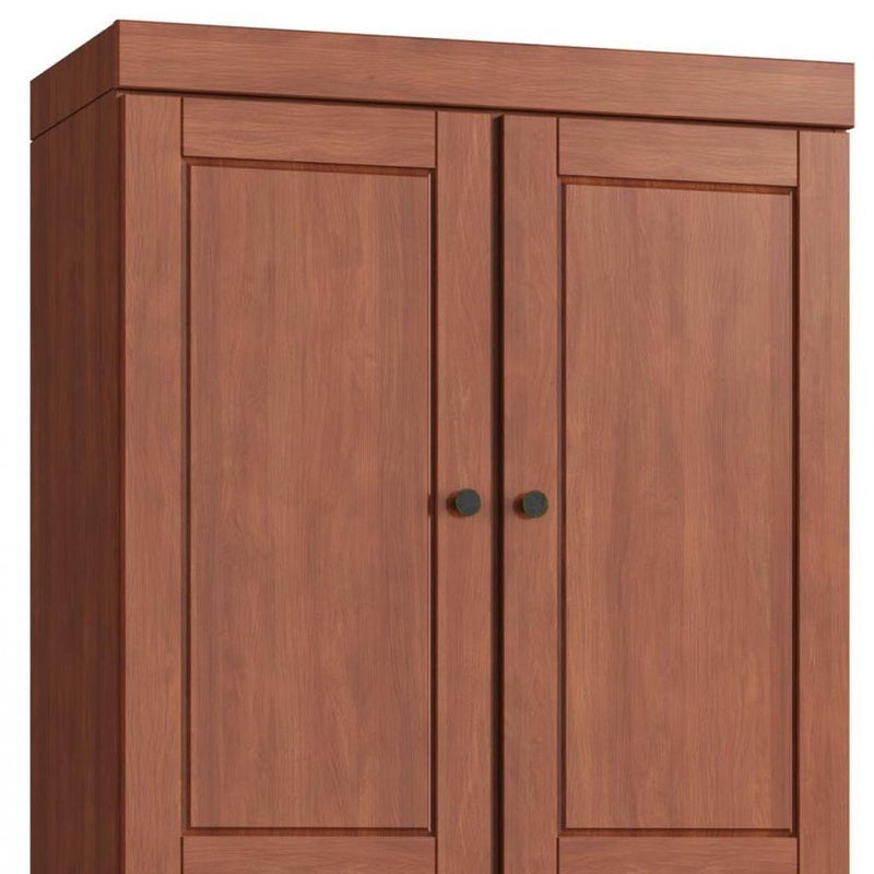 32" Coffee Solid Wood Four Door Linen Cabinet