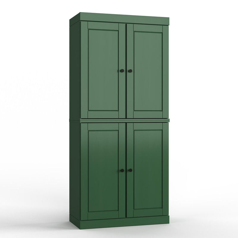 32" Green Solid Wood Four Door Linen Cabinet