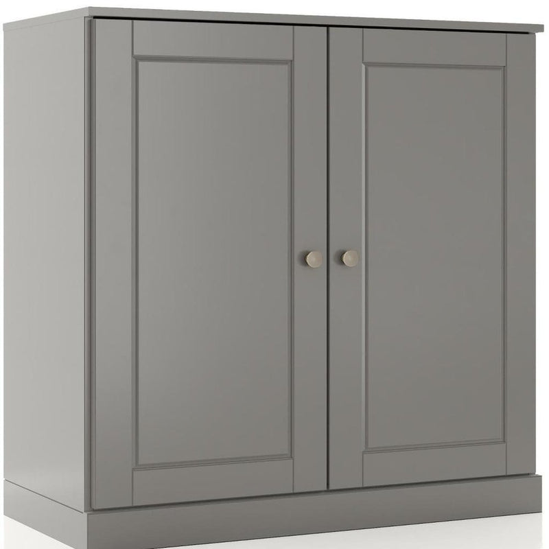 32" Gray Solid Wood Double Door Linen Cabinet