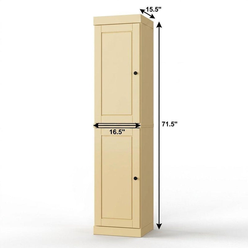17" Yellow Solid Wood Double Door Linen Cabinet
