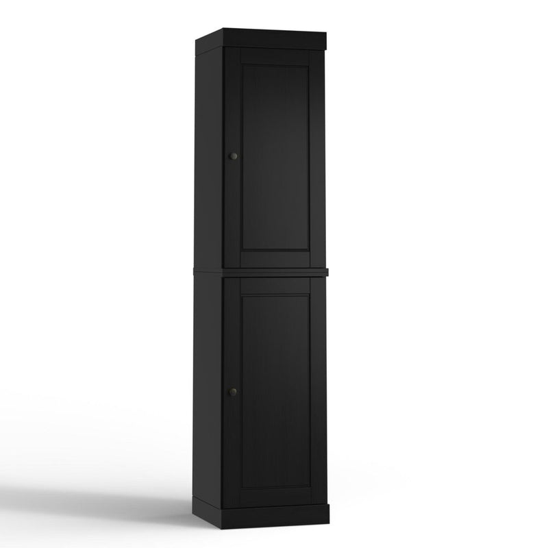 17" Black Solid Wood Double Door Linen Cabinet