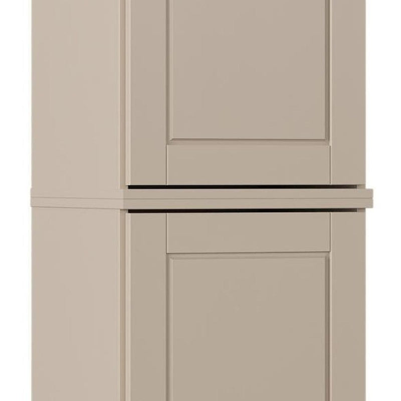 17" Beige Solid Wood Double Door Linen Cabinet