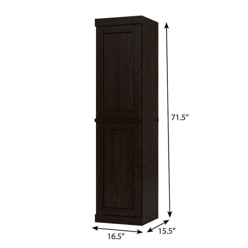 17" Espresso Solid Wood Double Door Linen Cabinet
