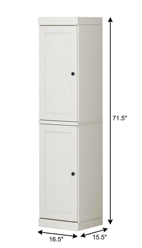 17" Off White Solid Wood Double Door Linen Cabinet