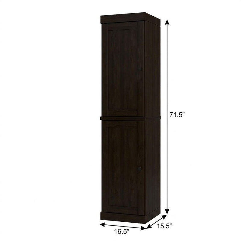 17" Espresso Solid Wood Double Door Linen Cabinet