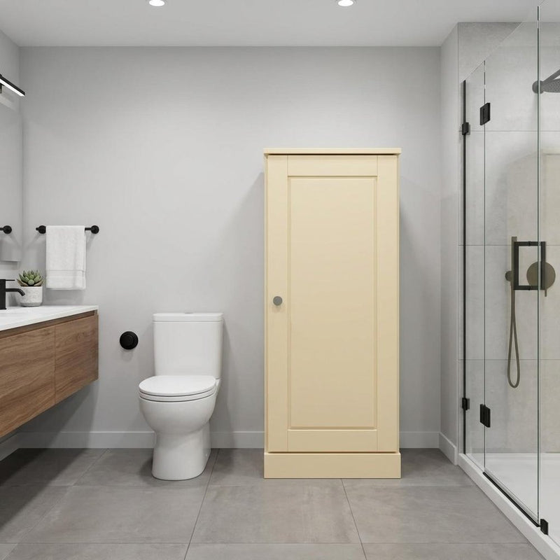 17" Yellow Solid Wood Single Door Linen Cabinet