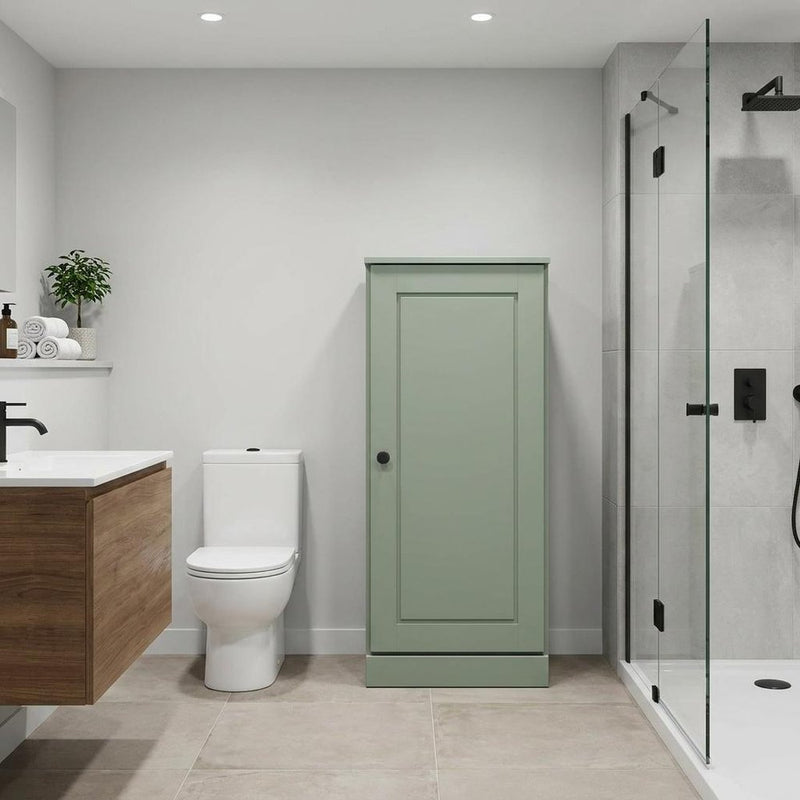 17" Sage Solid Wood Single Door Linen Cabinet