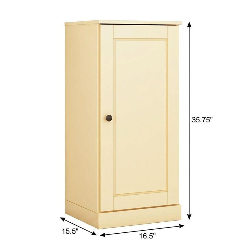 17" Yellow Solid Wood Single Door Linen Cabinet