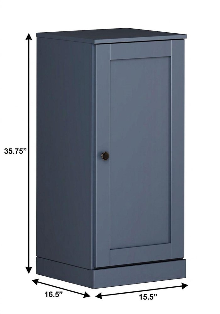 17" French Blue Solid Wood Single Door Linen Cabinet