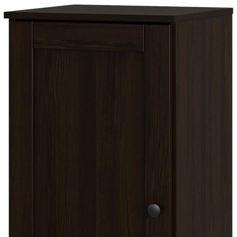 17" Espresso Solid Wood Single Door Linen Cabinet