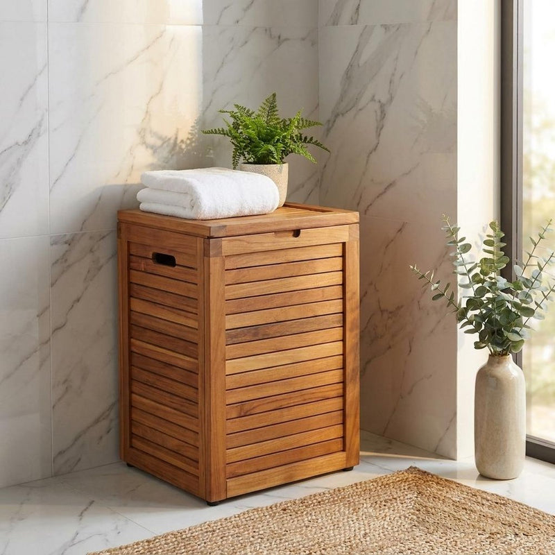 14" Brown Solid Wood Bathroom Storage Furniture Set