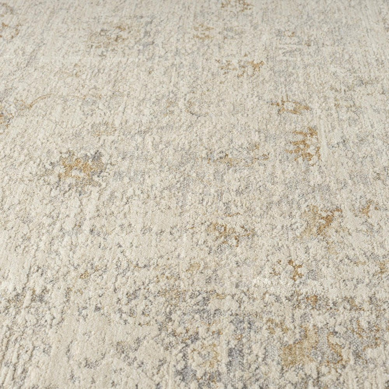 8' Ivory And Beige Abstract Runner Rug