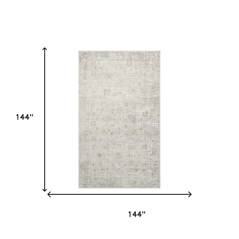 9' X 12' Ivory And Beige Abstract Area Rug