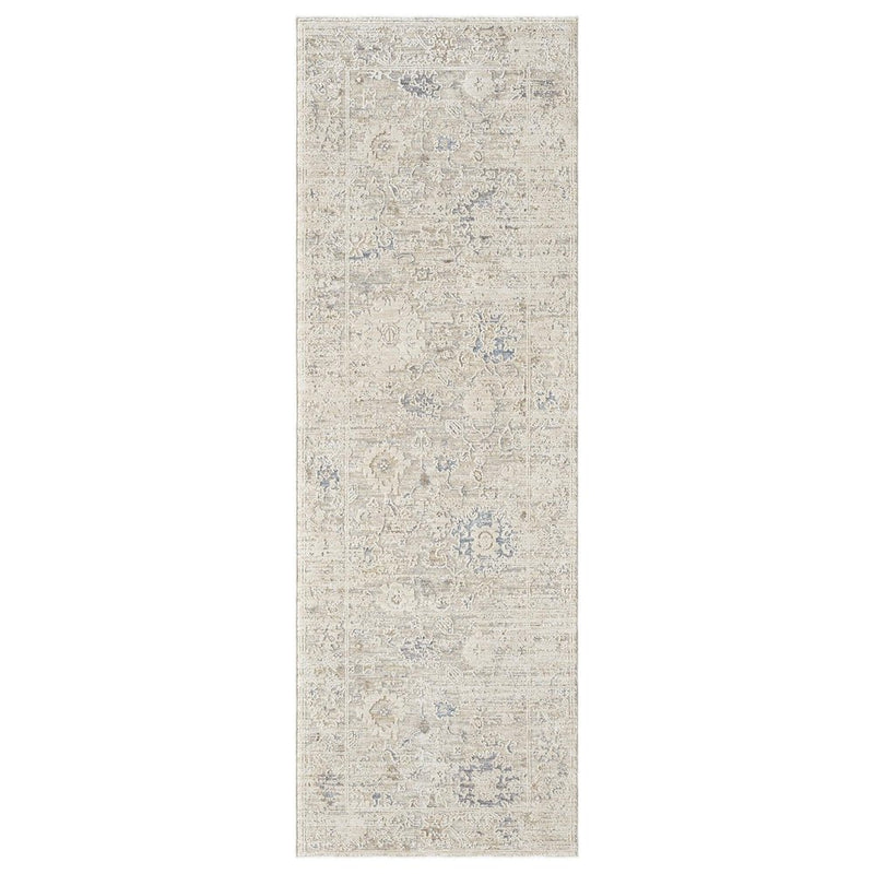 8' Beige And Ivory Abstract Runner Rug