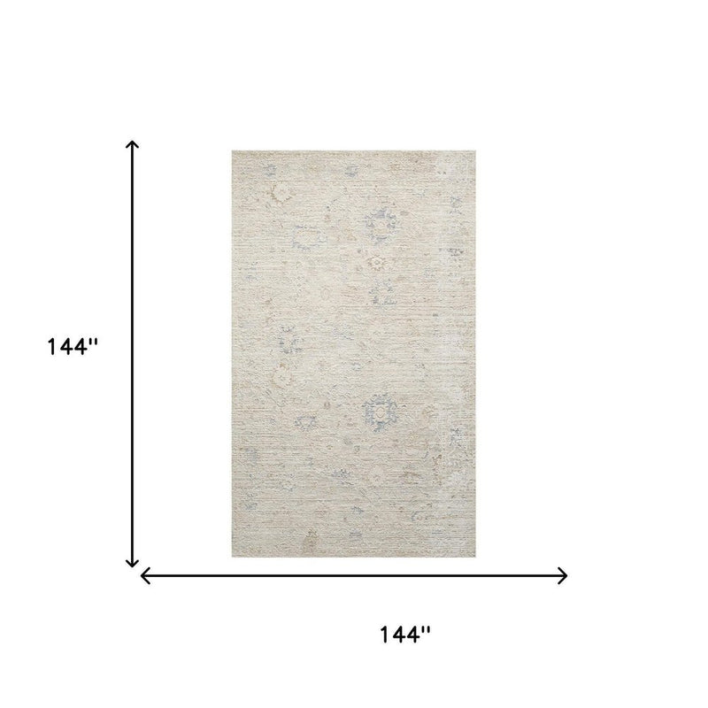 9' X 12' Beige And Ivory Abstract Area Rug