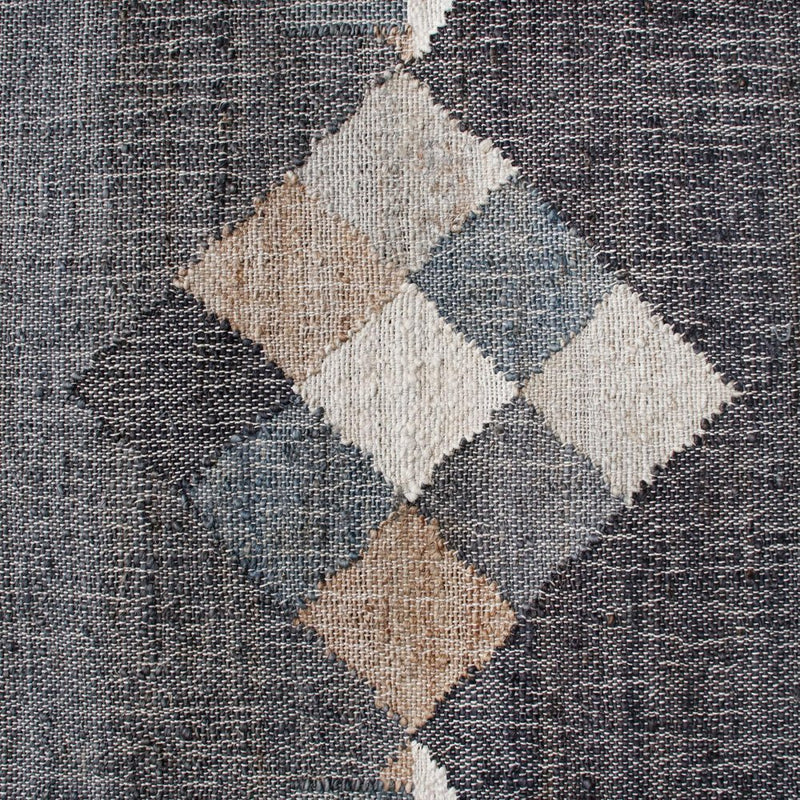 9' X 12' Tan And Black Jute Tribal Hand Woven Area Rug