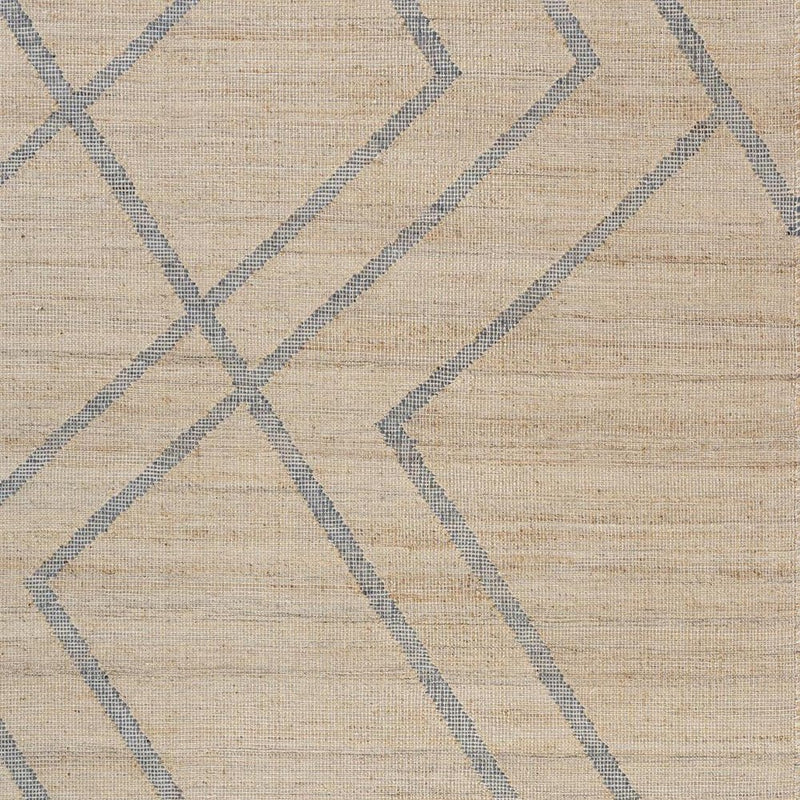 2' X 3' Beige And Blue Jute Abstract Hand Woven Area Rug