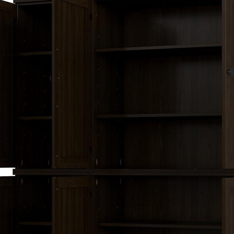72" Espresso Solid Wood 8 Pantry Or Storage Closet