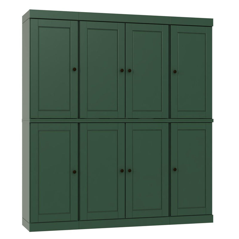72" Green Solid Wood 8 Pantry Or Storage Closet