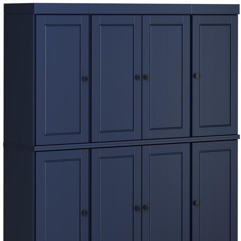 72" Navy Blue Solid Wood 8 Pantry Or Storage Closet