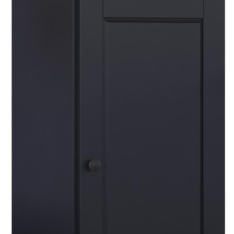 36" Black Solid Wood Adjustable Three Tier Library Bookcase with One Door